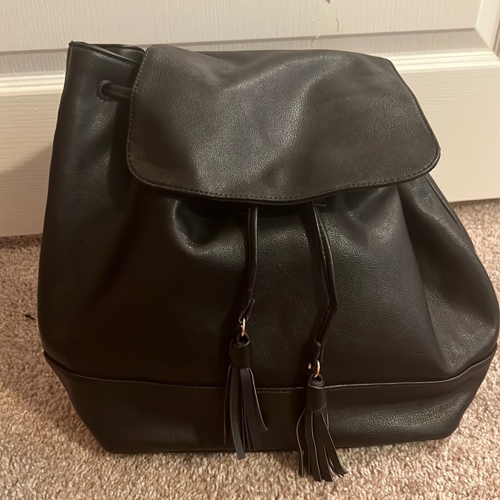 Neiman Marcus black drawstring backpack